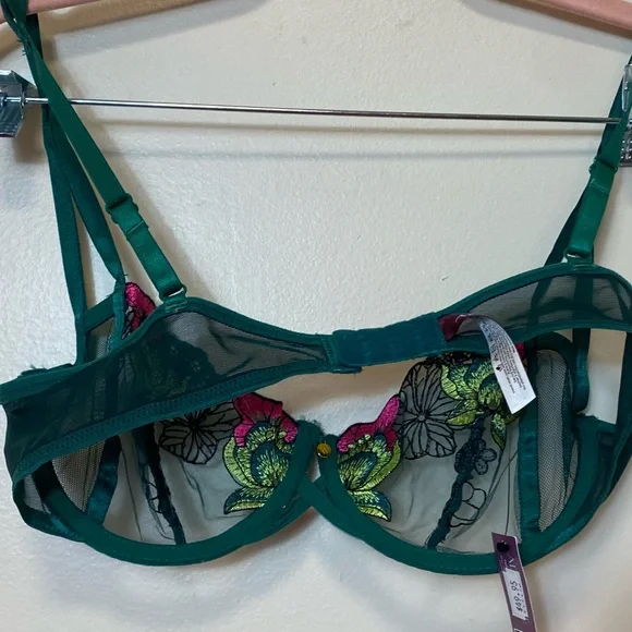 Adore Me Alyshia Demi Green Floral Sheer Bra. Size 34C NWT - Picture 6 of 10